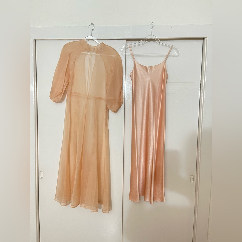 Kamperett Meiere Midi Silk Organza Dress Blush S - Picture 3 of 12